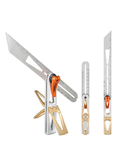Woodworking Scriber Ruler - Multifunctional T-Type Angle Measuring and Marking Ruler, Dovetail Guide with 6:1 and 8:1 Slopes, Adjustable Gauge with Double-Sided Scale