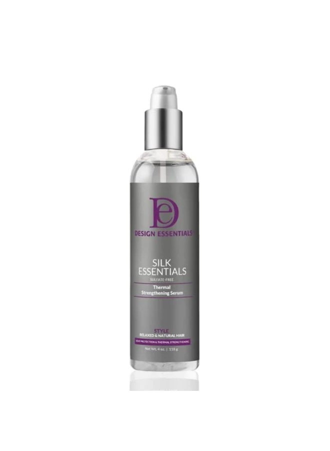 Design Essentials Silk Essentials Thermal Strengthening Serum, for Salon Perfect Weightless Thermal Styles, 4 FL Oz., Clear