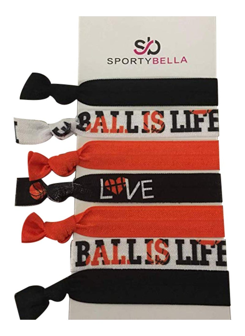 Sportybella - Basketball Hair Ties, Basketball Hair Bands Ponytail Holders, Basketball Is Life Elastics, No Crease Ribbon Basketball Hair Accessories for Girls Women Basketball Party Team Gifts - Image 1