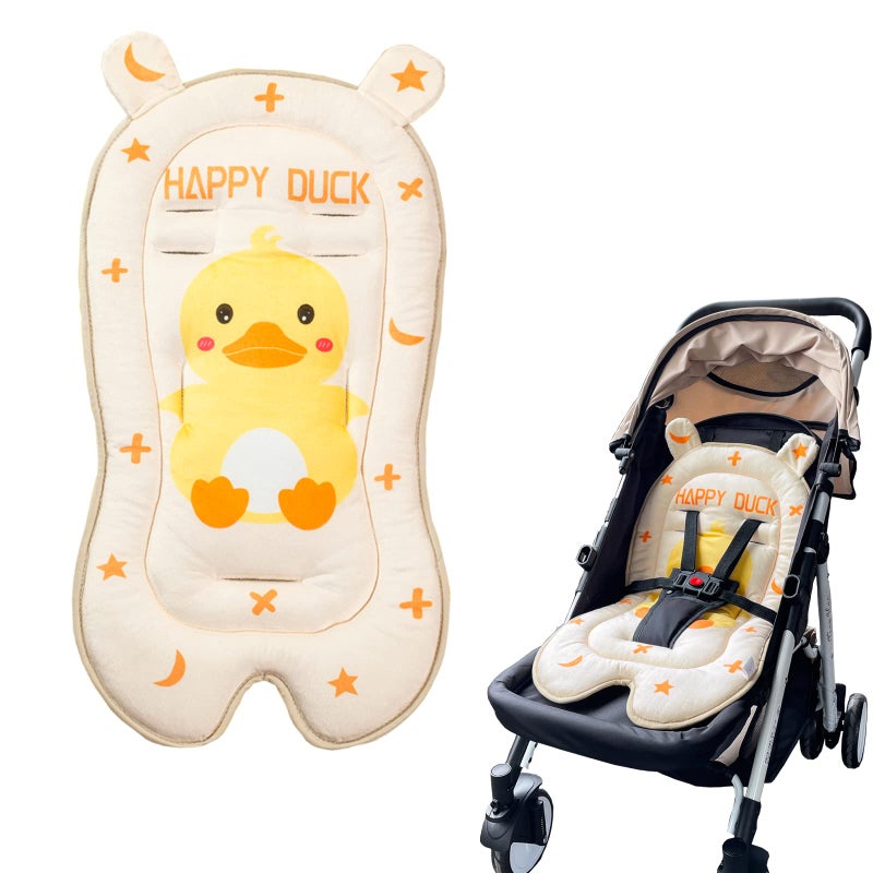 LETTON Baby Seat Pad Liner for Stroller, Universal Breathable Infant Carriage Pad, Ultra-Soft Infant Car Seat Insert, Perfect for Car Seat, Stroller, Yellow Duckling - Image 1