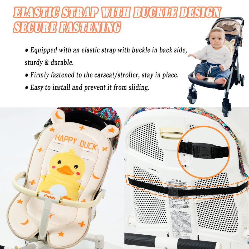 LETTON Baby Seat Pad Liner for Stroller, Universal Breathable Infant Carriage Pad, Ultra-Soft Infant Car Seat Insert, Perfect for Car Seat, Stroller, Yellow Duckling - Image 3