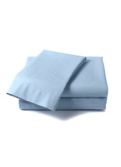 LuxHome Luxury Satin Line Bedsheet and Pillowcase Set – Hotel-Quality Breathable Cotton Bedding, Satin Finish, Soft and Luxurious – Flat Bedsheet 275x275cm with 2 Pillowcases 46x69cm, Air Force Blue  - Image 1