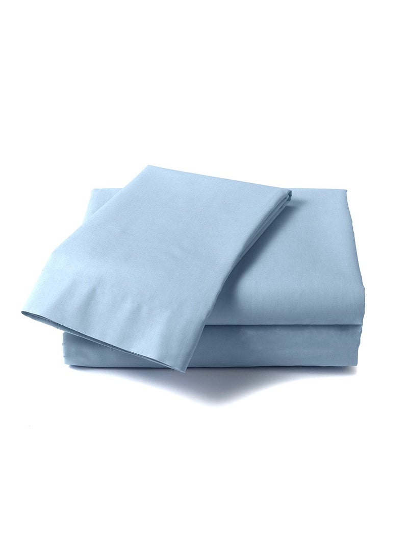 LuxHome Luxury Satin Line Bedsheet and Pillowcase Set – Hotel-Quality Breathable Cotton Bedding, Satin Finish, Soft and Luxurious – Flat Bedsheet 275x275cm with 2 Pillowcases 46x69cm, Air Force Blue - Image 1