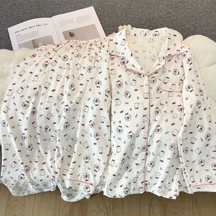 Spring New Live Explosion Ladies Double Long Lapel Creative Printing Leisure Wind Cloud Cotton Comfortable - Image 1