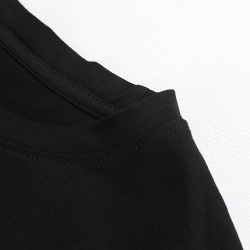 PRIMODA Womens Oversized Short Sleeve T Shirts Trendy Crew Neck Loose Workout Tee Casual Summer Tops Cotton(Black L) - Image 4