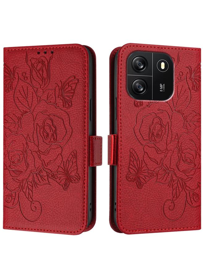 S-TOP Case For Blackview WAVE 6C Embossed Rose RFID Anti-theft Leather Phone Case - Image 2