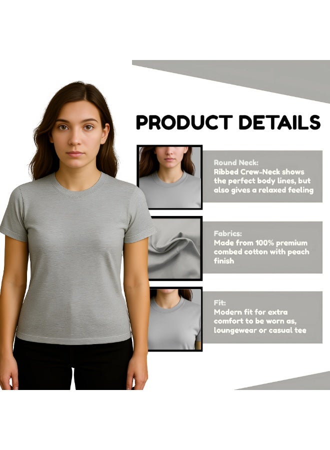 PRINTSHOP4ME Adult Round Neck Combed Women's T Shirt 190 GSM Pure Cotton Basic Colors - Image 3