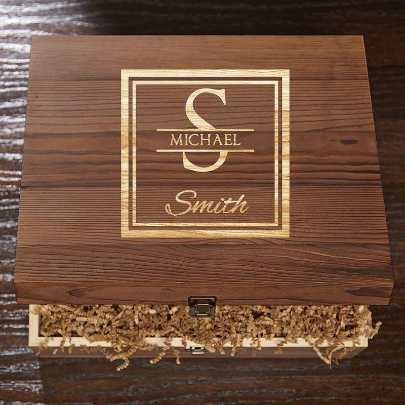 HomeWetBar HomeWetBar Personalized Wooden Box with Oakhill  Medium  - Image 1