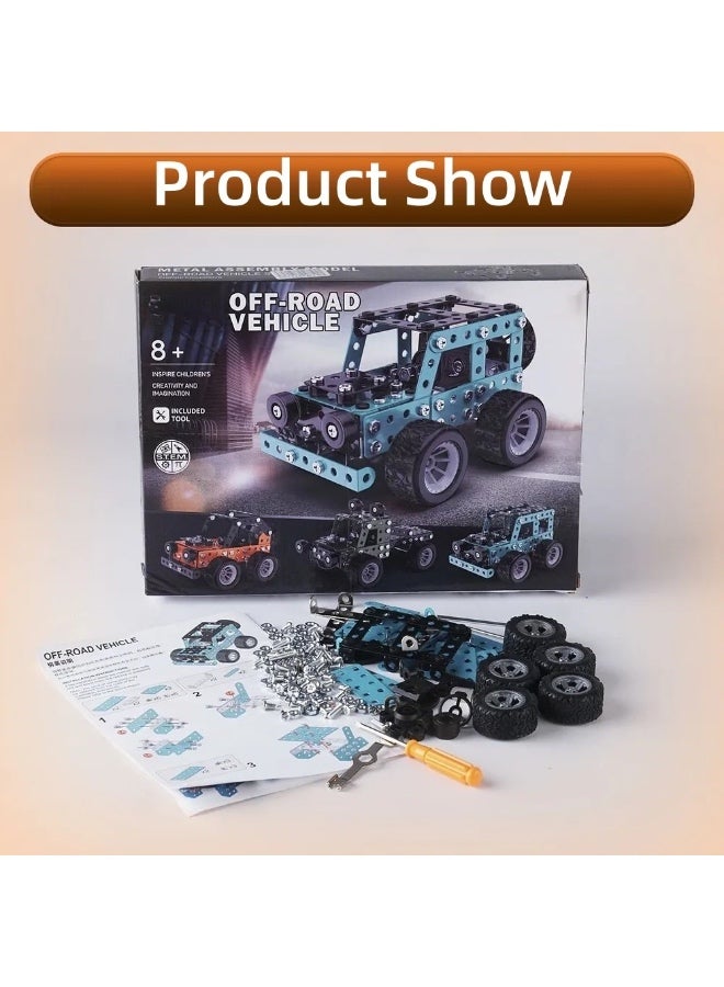مجموعة تركيب معدنية لعربة الطرق الوعرة – طقم بناء ثلاثي الأبعاد مكون من 190 قطعة للأطفال والكبار، لعبة تعليمية STEM لتنمية الإبداع، التركيز، والمهارات العملية، مناسبة للأعمار 8 سنوات فما فوق - Image 3