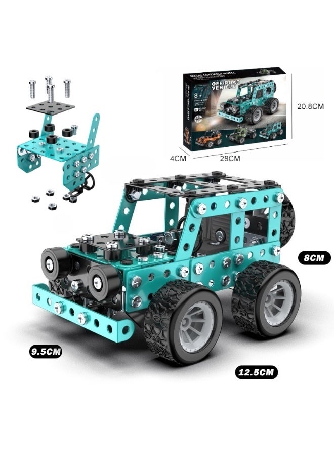 مجموعة تركيب معدنية لعربة الطرق الوعرة – طقم بناء ثلاثي الأبعاد مكون من 190 قطعة للأطفال والكبار، لعبة تعليمية STEM لتنمية الإبداع، التركيز، والمهارات العملية، مناسبة للأعمار 8 سنوات فما فوق - Image 2