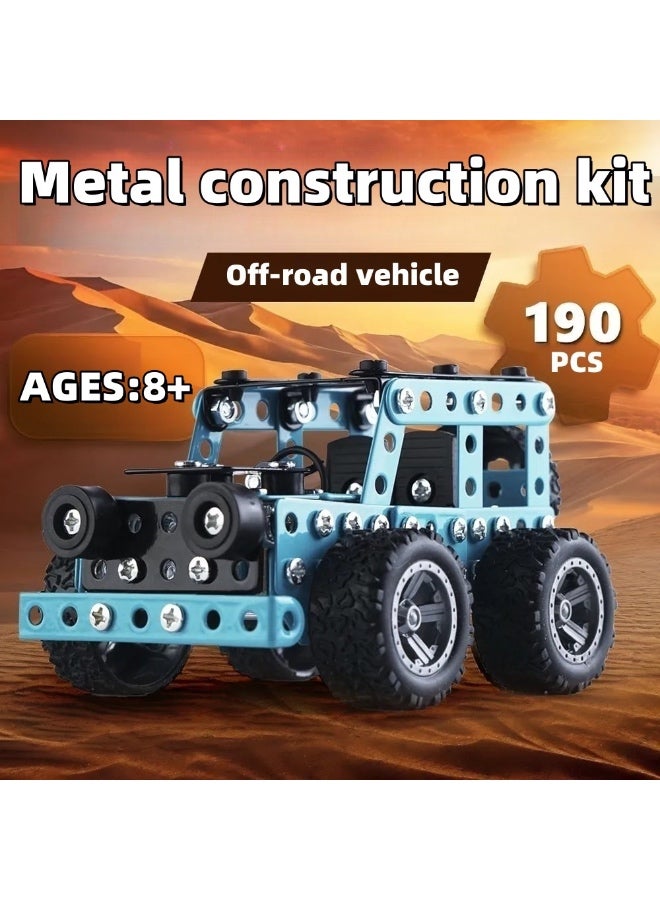مجموعة تركيب معدنية لعربة الطرق الوعرة – طقم بناء ثلاثي الأبعاد مكون من 190 قطعة للأطفال والكبار، لعبة تعليمية STEM لتنمية الإبداع، التركيز، والمهارات العملية، مناسبة للأعمار 8 سنوات فما فوق - Image 5