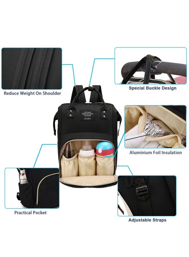 Timberer Diaper Bag with Organizing Pouches, Nappy Bags Handbag Multifunction Diaper Bag for Baby Care Travel Backpack Large Capacity Black - Image 4