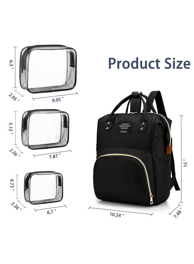 Timberer Diaper Bag with Organizing Pouches, Nappy Bags Handbag Multifunction Diaper Bag for Baby Care Travel Backpack Large Capacity Black - Image 5