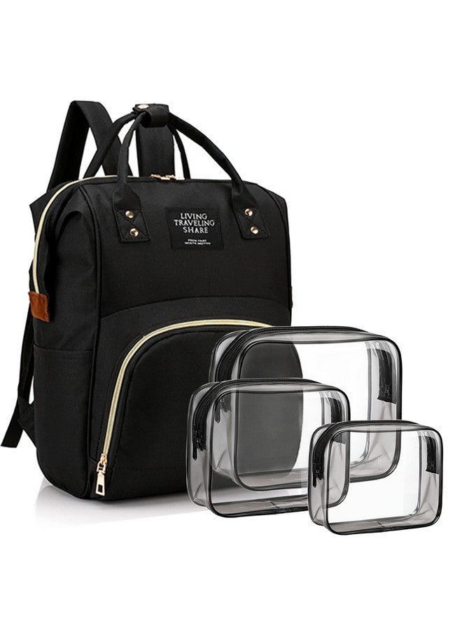 Timberer Diaper Bag with Organizing Pouches, Nappy Bags Handbag Multifunction Diaper Bag for Baby Care Travel Backpack Large Capacity Black - Image 1