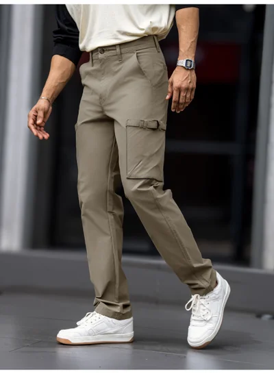 Maniac Maniac Mens Solid Beige Submarine Cargo Bukl Pocket