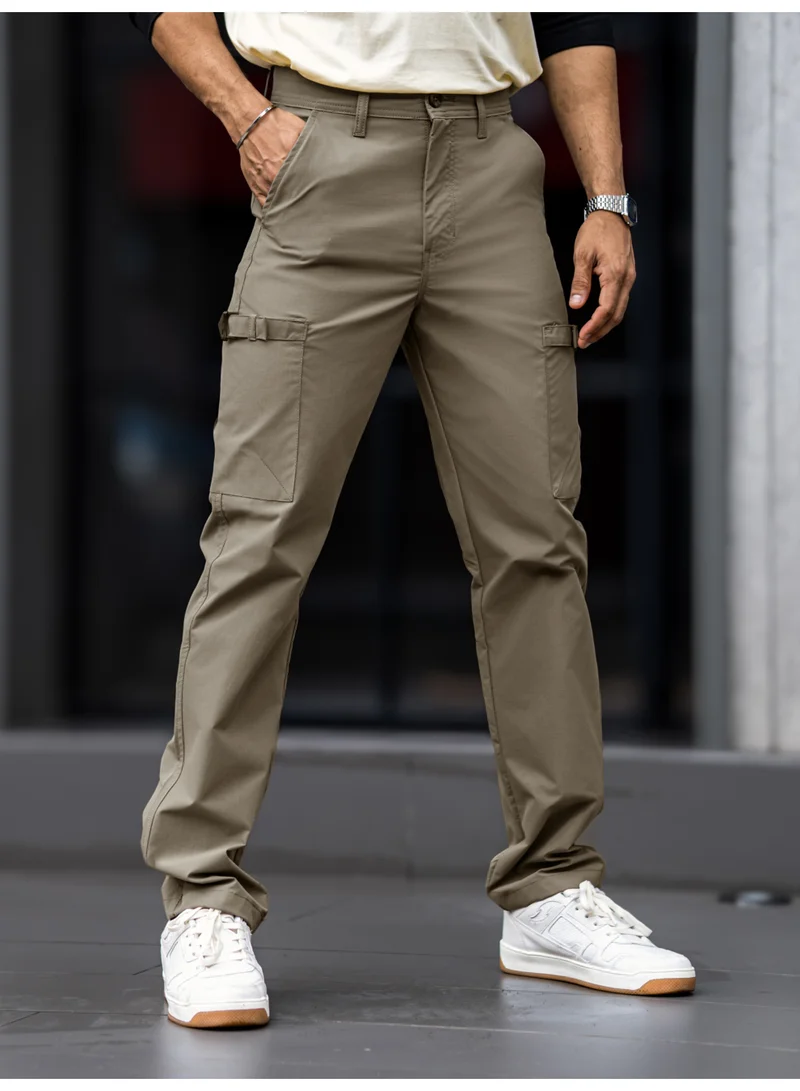 Maniac Maniac Mens Solid Beige Submarine Cargo Bukl Pocket