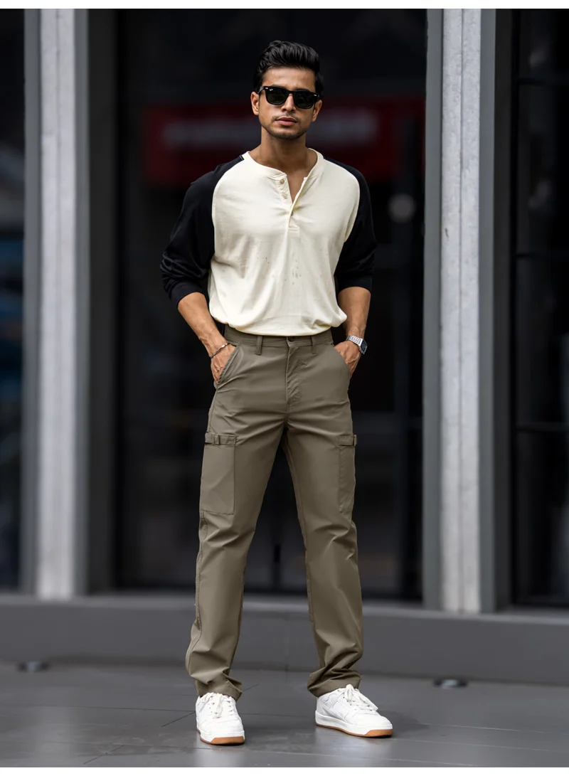 Maniac Maniac Mens Solid Beige Submarine Cargo Bukl Pocket