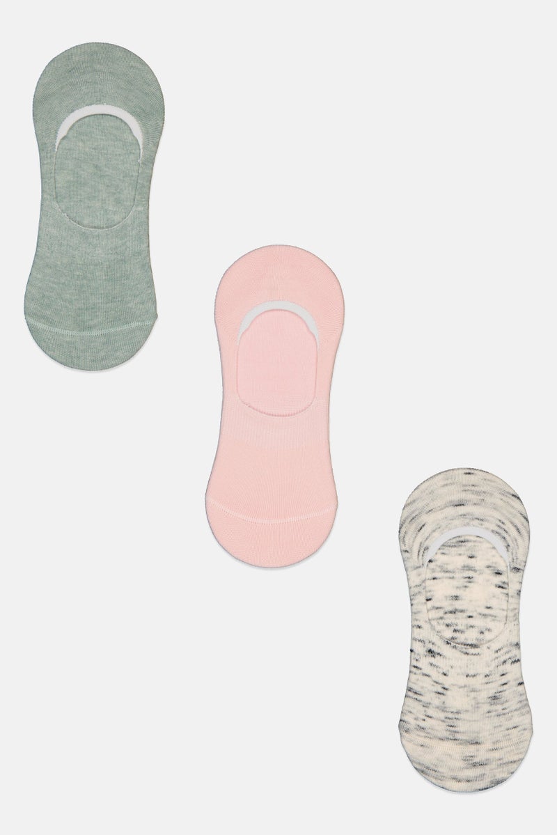 RBX Women 3 Pairs Heather Invisible Socks, Multicolor - Image 4