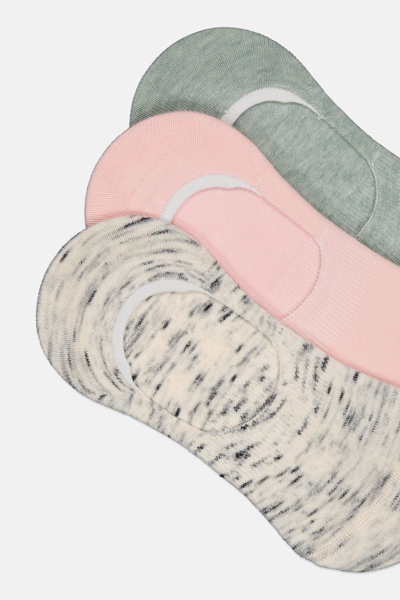 RBX Women 3 Pairs Heather Invisible Socks, Multicolor - Image 3