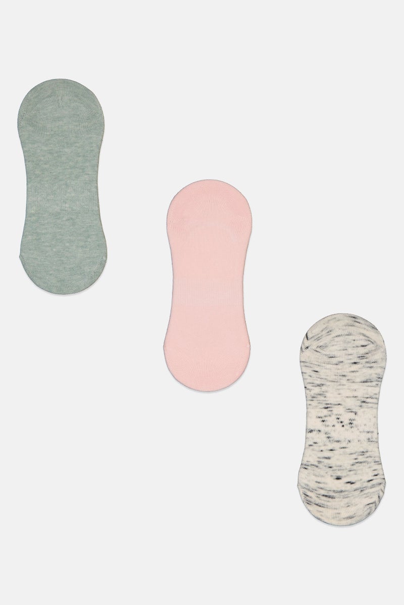 RBX Women 3 Pairs Heather Invisible Socks, Multicolor - Image 2