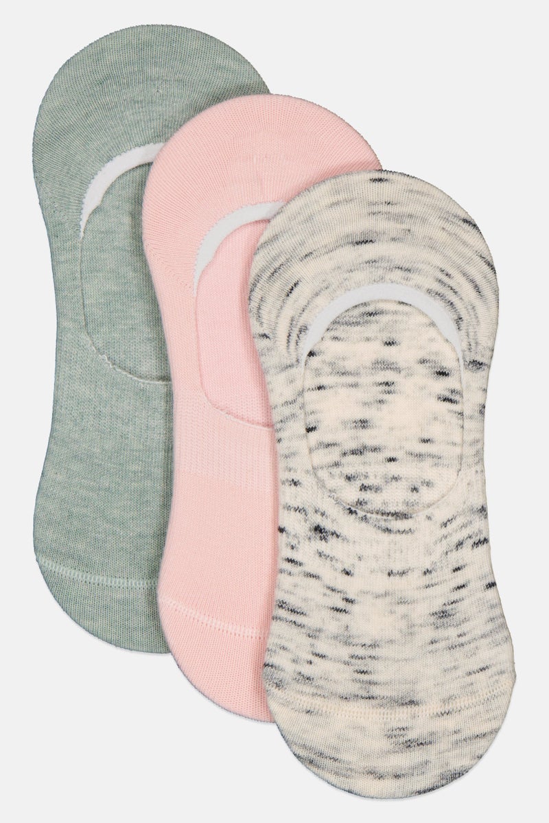 RBX Women 3 Pairs Heather Invisible Socks, Multicolor - Image 1