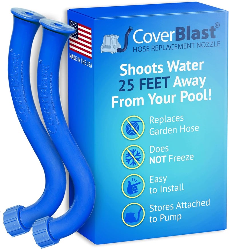 CoverBlast Pool Cover Pump Attachment - Pack of 2 USA-Made & Patented Pool Cover Pump Hose Alternative w/ 25ft. Range - Easy-to-Install & Use Year-Round - Replaces Traditional Hoses (Original Blue) - Image 1