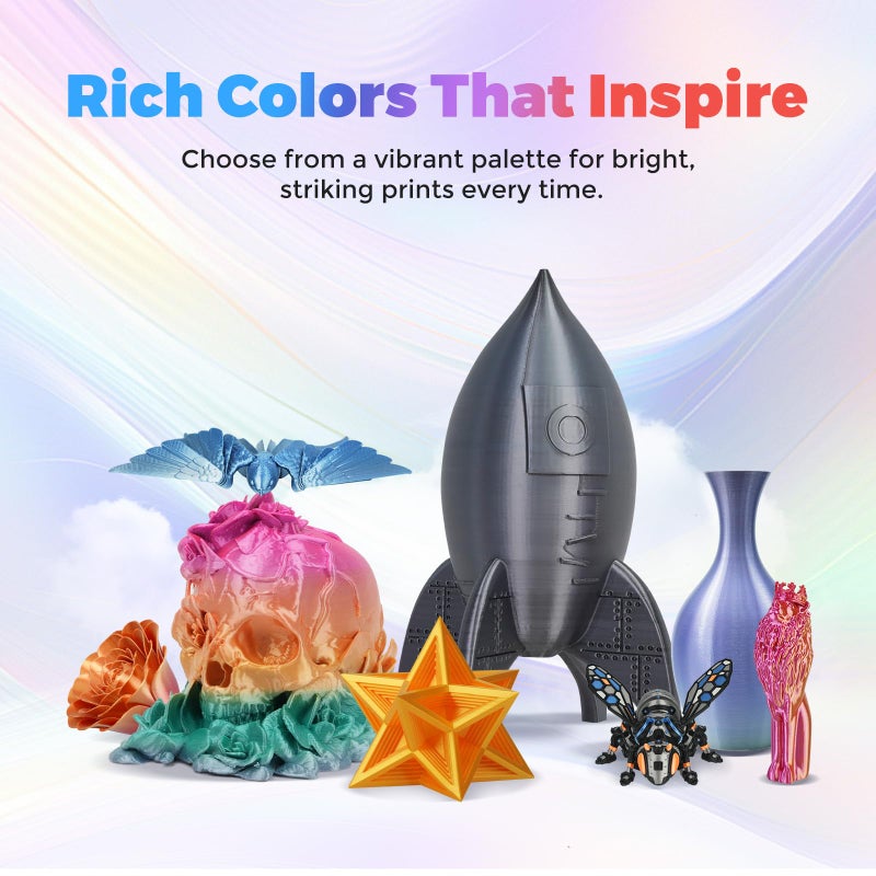 FLASHFORGE Silk PLA Filament 1.75mm, 3D Printer Filament 1kg (2.2lbs) Spool, Smooth and Silky Texture 3D Printing Filament, Dimensional Accuracy +/- 0.02mm - Image 3