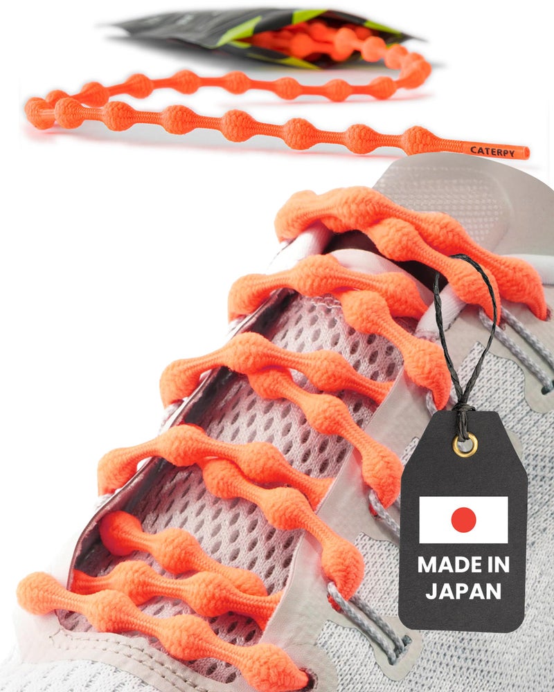Caterpy RUN - Ultimate No Tie Shoelaces for Adults & Kids - Versatile & Easy-to-Use Shoe Laces - Citrus Orange, Standard, Single Pack - Image 1