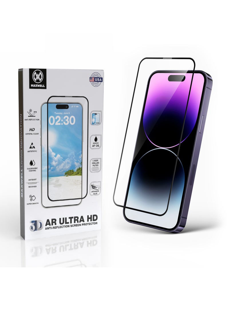 Maxwell Electronics Maxwell 3D Anti-Reflection Screen Protector Compatible with iPhone 14 Pro Max 6.7Inch HD Crystal Clear Screen Protector, Anti-Dust, Anti-Static, Oleophobic Coating, Easy to Install, Smudge Resistant - Image 1