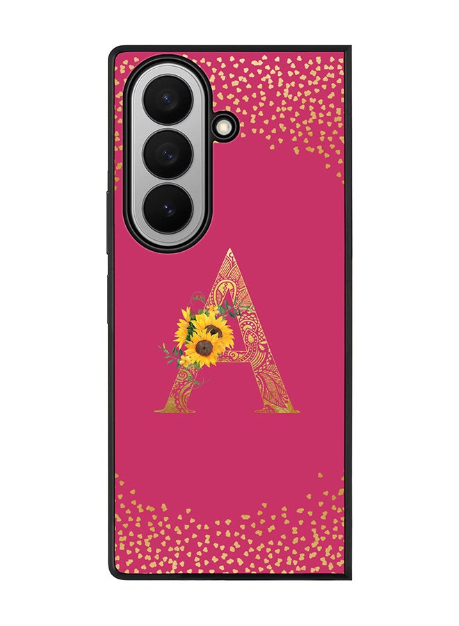 Stylizedd For Samsung Galaxy Z Fold7 Case,Slim fit Camera Protection, Shockproof Thin Phone cover  - Custom Floral Monogram - A ( Deep Pink )