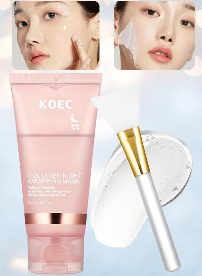 KOEC Collagen Night Wrapping Mask 75ml Deep Collagen Mask Overnight Collagen Face Mask Collagen Wrapping Mask Deep Nourishment Skin Overnight Face Mask Bio Collagen Face Serum Mask - Image 1