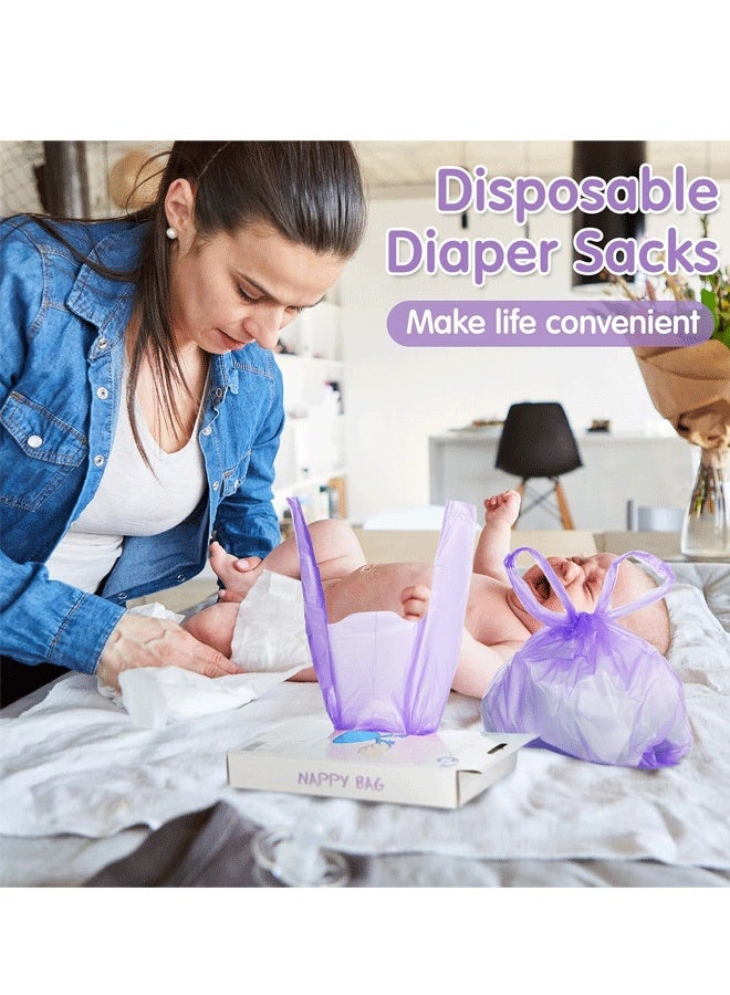 Berma Baby 100/200 Count Baby Disposable Diaper Bags Scented Diaper Sacks with Tie Handle Disposal Trash Sacks Baby Poop Waste Bag Refill(Purple) - Image 5