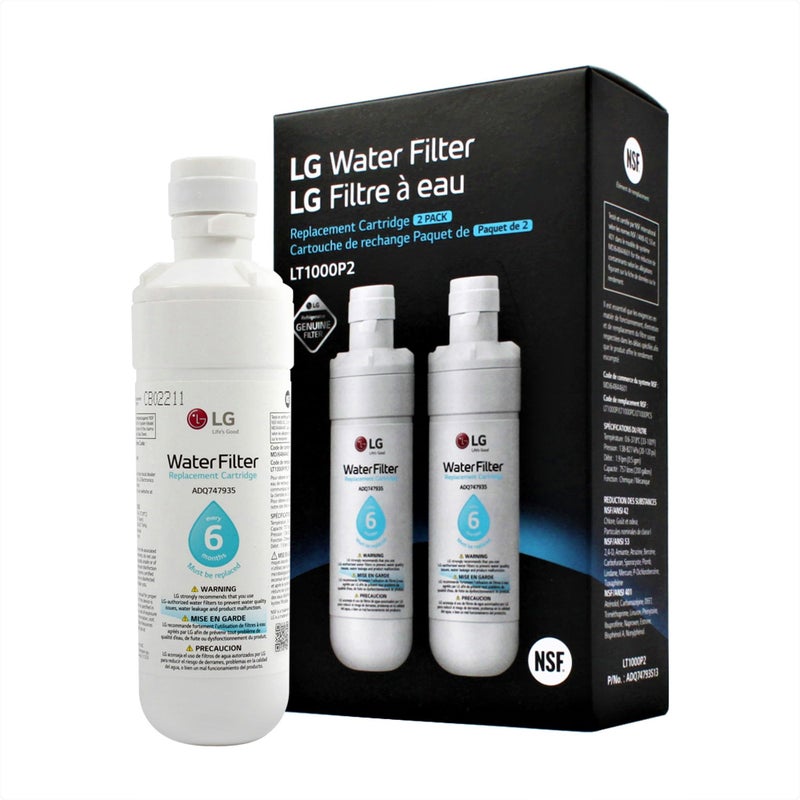 LG LT1000P2 6Month 200 Gallon Refrigerator Replacement Water Filter Reduces Chlorine 2 Count Pack of 1 White - Image 2