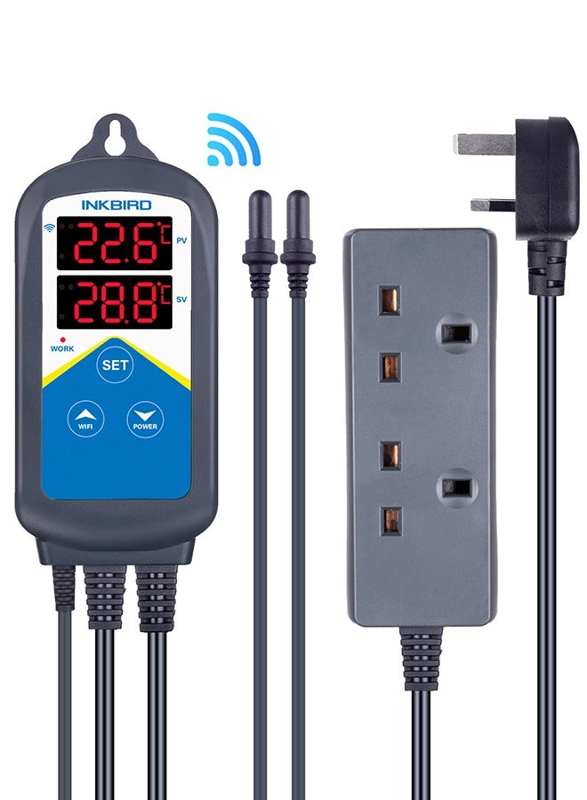 INKBIRD جهاز تحكم درجة حرارة حوض السمك INKBIRD ITC-306A WiFi مع مقبس تسخين مزدوج لأسماك البحر والأسماك الاستوائية والجمبري والسلاحف بدون وظيفة مؤقت - Image 1