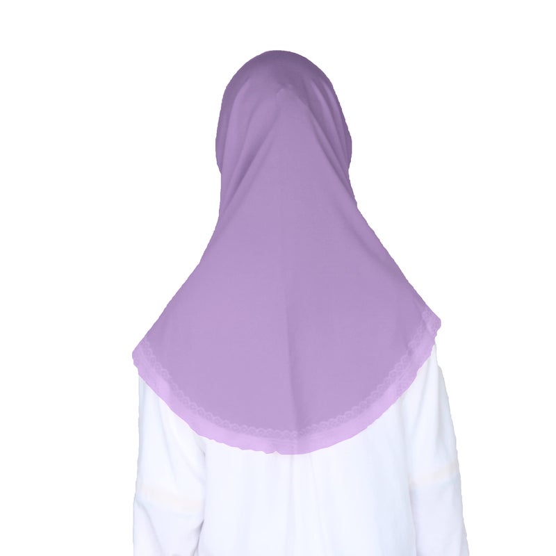 Modest Beauty حجاب مسلم جميل محتشم للفتيات والأطفال مع دانتيل لعمر 6-12 لافندر - Image 3