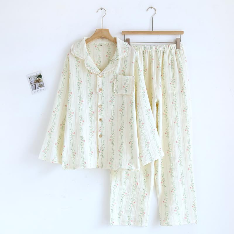 Vhitler Linen Set Coquette Womens Pajamas Set Summer Lounge Sets for Women Old Money Aesthetic (Floral02,S,Small) - Image 3