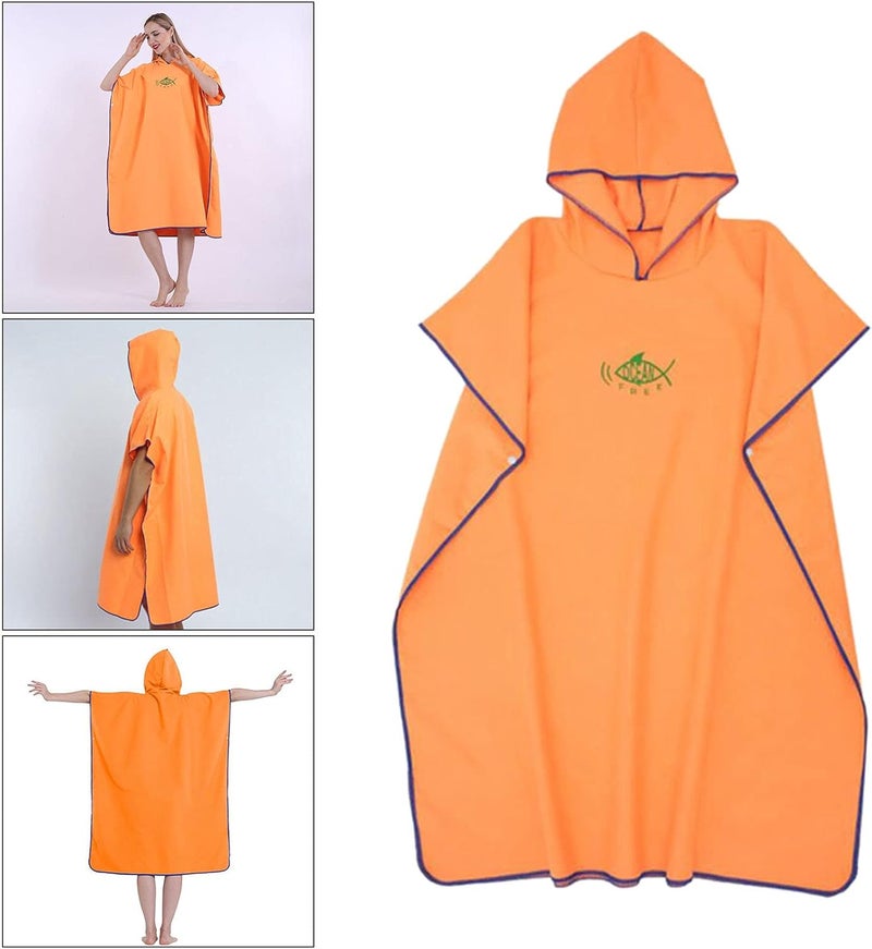 klarako Hooded Poncho, Women Men Changing Robe, Beach Portable Microfibre Wetsuit Universal Size Quick Drying Cape Towel for Surfers Swimmers  Black - Image 4