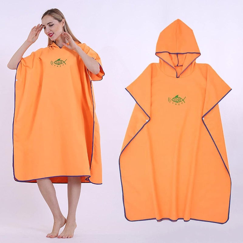 klarako Hooded Poncho, Women Men Changing Robe, Beach Portable Microfibre Wetsuit Universal Size Quick Drying Cape Towel for Surfers Swimmers  Black - Image 3