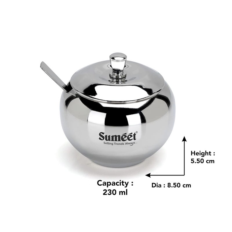 Sumeet Stainless Steel Ghee and Oil Pot Storage Container with Spoon for Kitchen 85cm Dia 230ML Pack of 1 Silver - Image 4