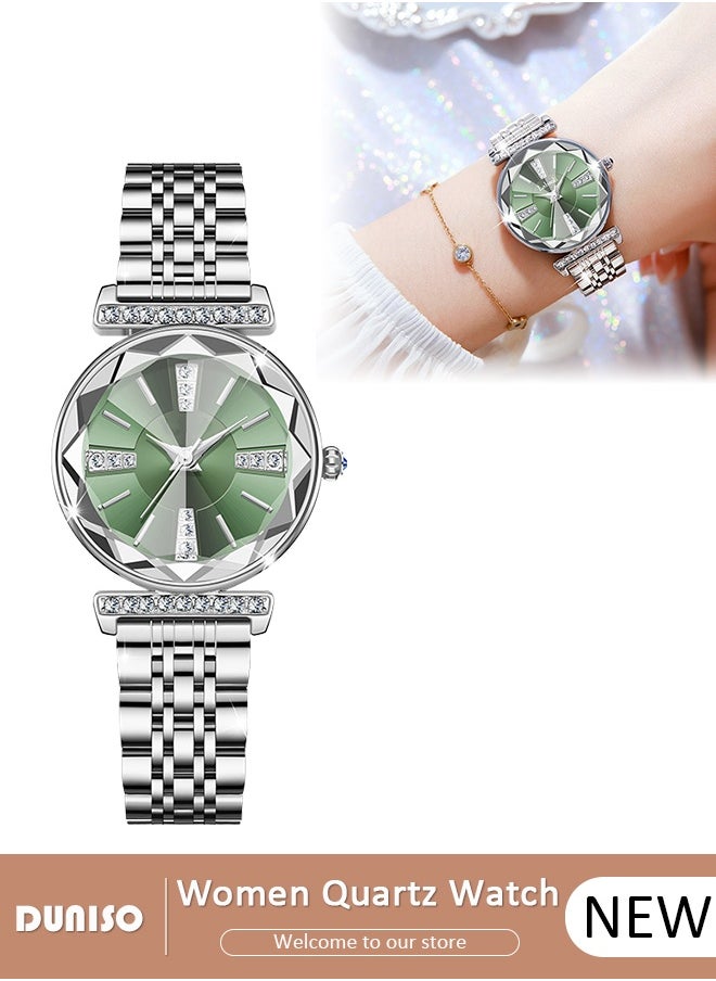 DUNISO Luxury Women's Bracelet Watch Stylish Small Dial Diamond Dial Women's Watch Simple Quartz Watch Waterproof Casual Fashion Round Wrist Watch for Women  - Image 1