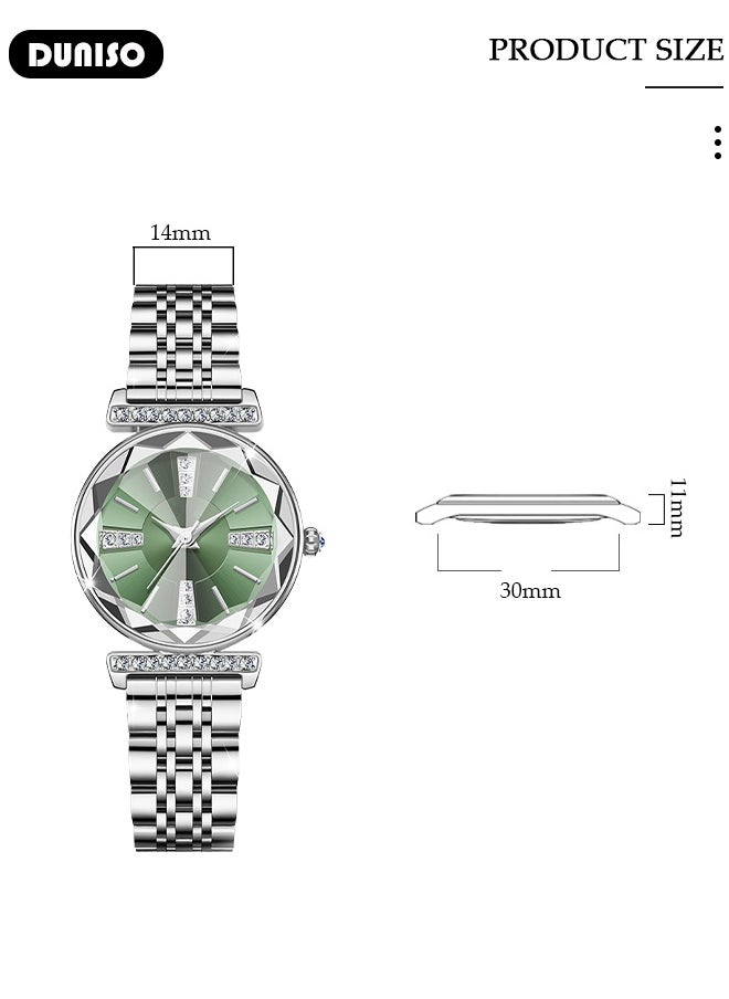 DUNISO Luxury Women's Bracelet Watch Stylish Small Dial Diamond Dial Women's Watch Simple Quartz Watch Waterproof Casual Fashion Round Wrist Watch for Women  - Image 2