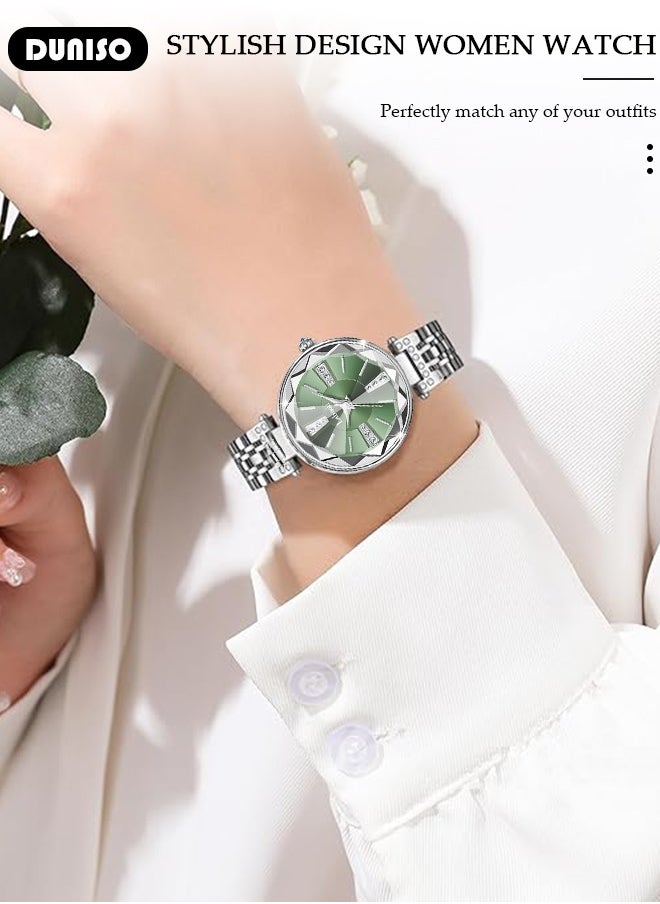 DUNISO Luxury Women's Bracelet Watch Stylish Small Dial Diamond Dial Women's Watch Simple Quartz Watch Waterproof Casual Fashion Round Wrist Watch for Women  - Image 5
