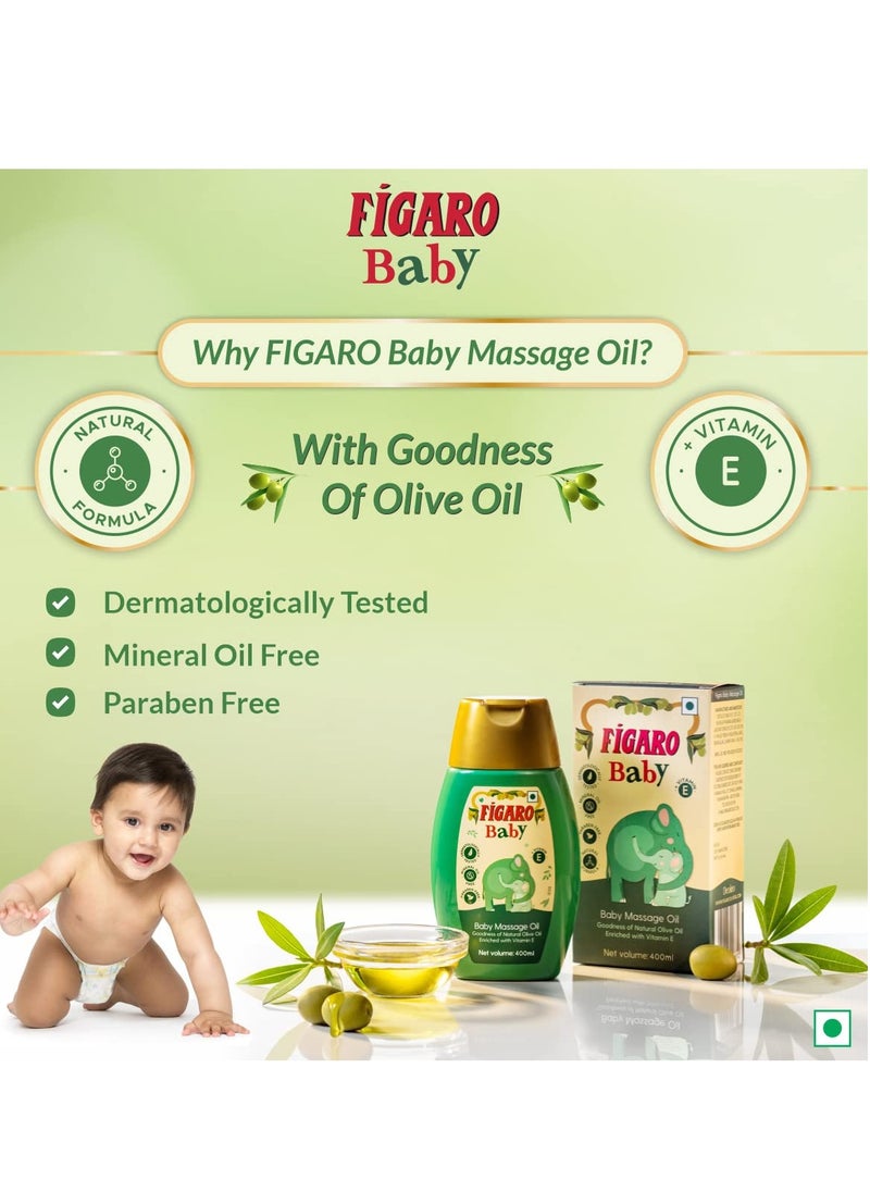Figaro - Figaro Baby Massage Oil with Goodness of Natural Olive oil enriched with vitamin E Dermatologically tested  400 ml - Image 1