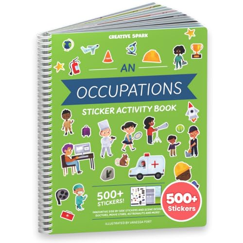 CUPKIN Sticker Book for Kids 2-4, 500+ Kid Stickers, When I Grow Up by Cupkin, 12 Coloring Pages, 12 Side by Side Scenes, Fun Toddler Travel Activity Coloring and Sticker Books for Kids Ages 4-8 + 8-10 - Image 1