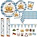 Oojami Oktoberfest Party Supplies for 24 Guests  9 Dinner Plates 7 Dessert Plates 12 oz Cups Napkins Table Covers Banners  Gender Reveal  Baby Shower Plates and Napkins Set Blue and Red - Image 4