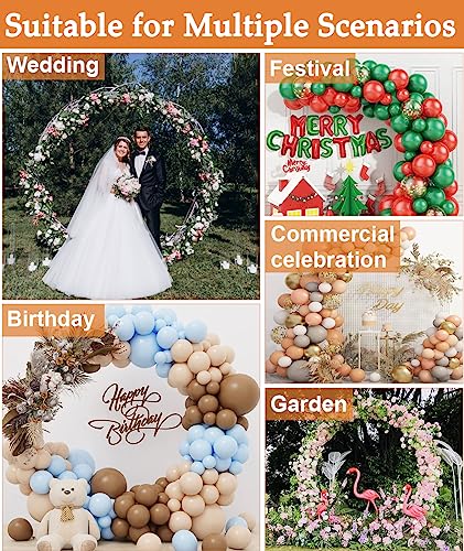 Fandature 7 Ft Wide 7.4FT Height Round Wedding Arch for Ceremony Metal Balloon Arch Stand with Two Water Bags for Party Decoration Circle Backdrop Stand for Birthday, Black - Image 5
