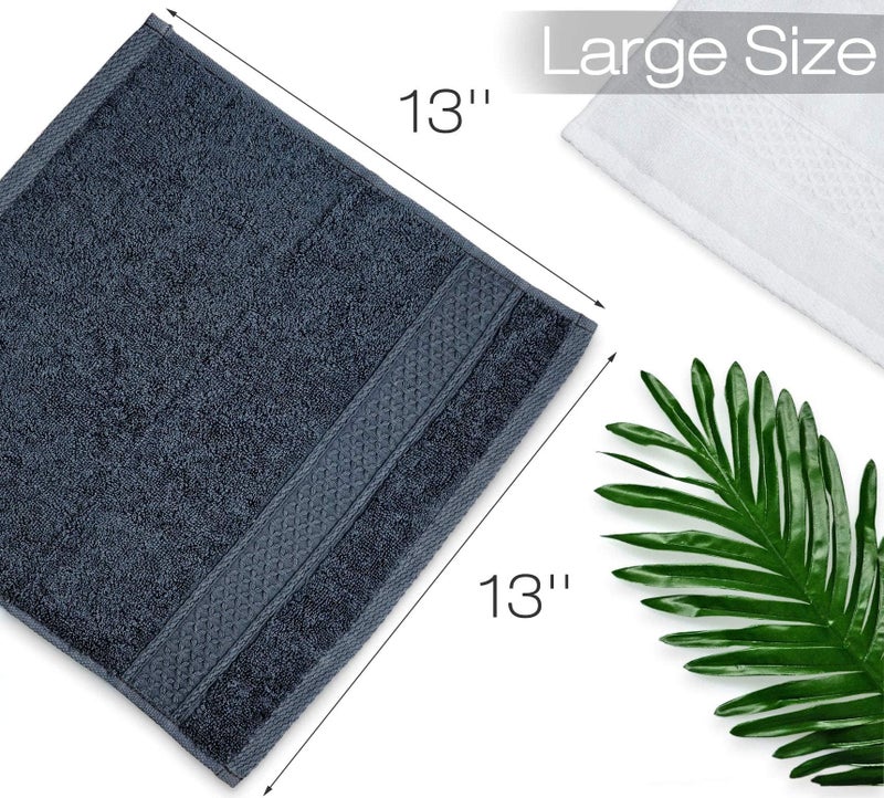 Cleanbear Extra Soft Wash Cloths Washcloths Set 6-Pack 13 x 13 Inches, Highly Absorbent Facecloths (Dark Gray & White) - Image 4