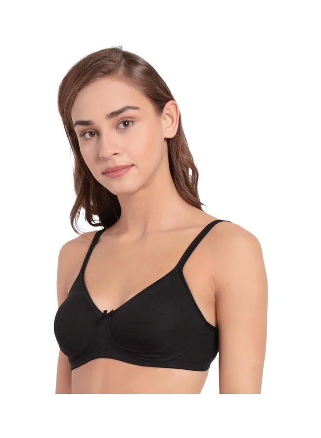 Jockey BLACK 1722 Women Wire free Non Padded Super Combed Cotton Elastane Stretch Medium Coverage Everyday Bra with Concealed Shaper Panel and Adjustable Straps for Women | Best Price UAE