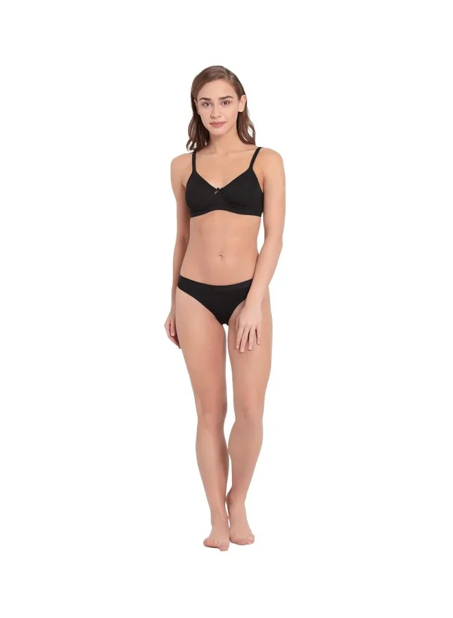 Jockey BLACK 1722 Women Wire free Non Padded Super Combed Cotton Elastane Stretch Medium Coverage Everyday Bra with Concealed Shaper Panel and Adjustable Straps for Women | Best Price UAE