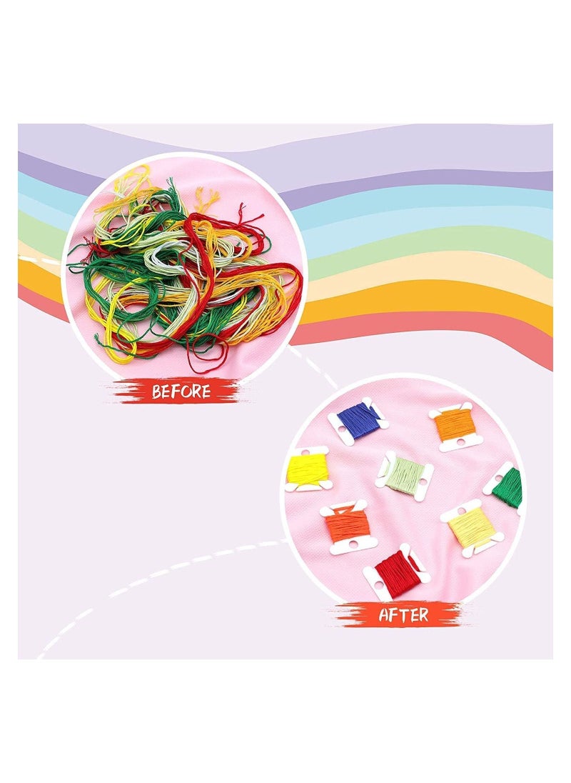 Plastic Floss Bobbins, For Cross Cotton Thread Craft DIY Sewing Storage, Thread Organizer Holder, Embroidery Thread Cards Cross Stitch Bobbin 120 Pcs  - Image 2
